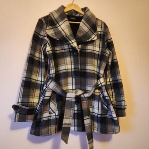 Lady Hathaeay Women's Plaid Peacoat Size L EUC